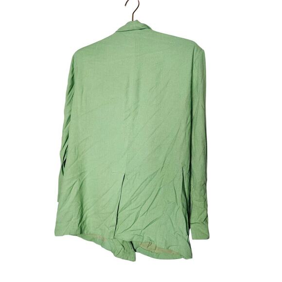 THAKOON COLLECTIVE Green Linen Blend Front Button Oversized Blazer Size 6 - Picture 8 of 14